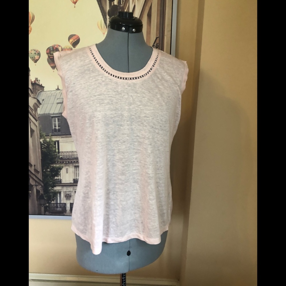 Sleeveless linen tee